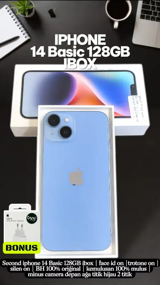 Iphone 14 Basic ibox 128GB BH 100% original mulus 100%
