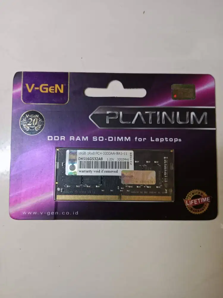Memory RAM V-Gen Platinum Sodimm 16GB PC DDR4 3200Mhz