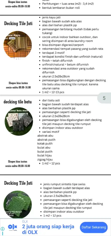 Decking tile outdoor