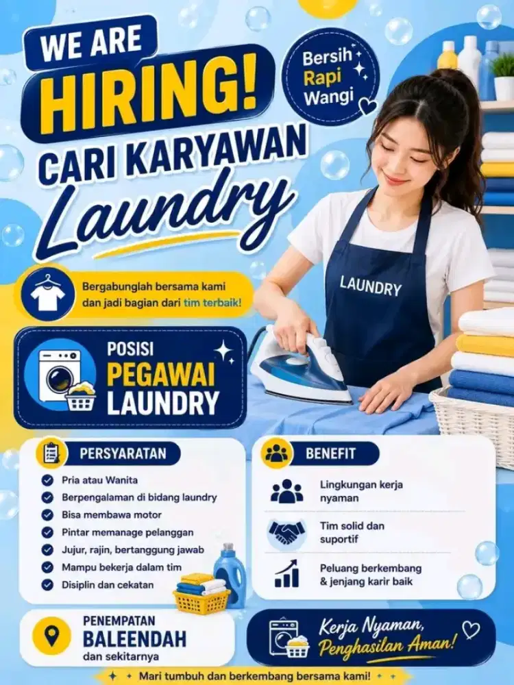 Di cari pegawai pengalaman laundry