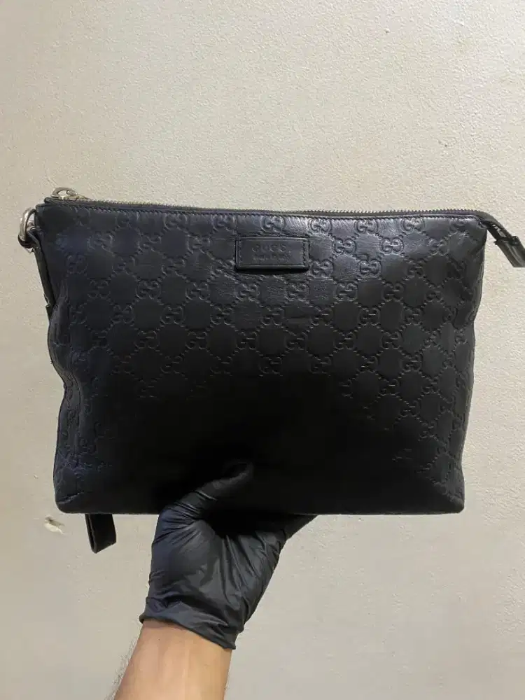 Clucth gucci black leather original guccisima