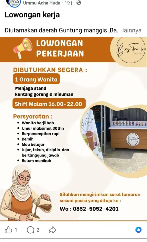 Lowongan kerja jaga stand