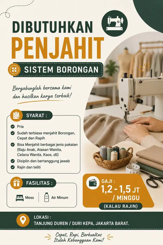 Lowongan Kerja Penjahit Borongan - Loker Jahit Obras