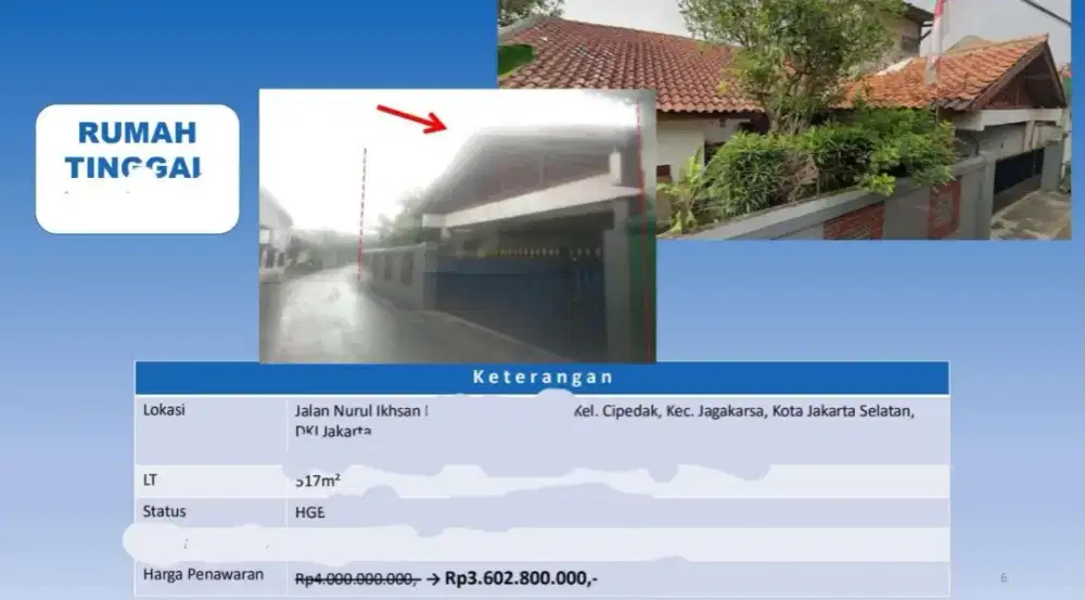 Dijual Rumah Tua Hitung Tanah Jalan Nurul Ikhsan Cipedak Jagakarsa