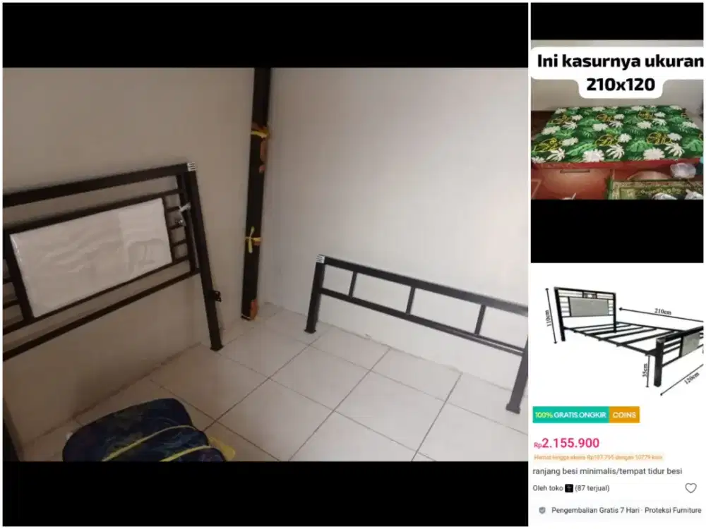 Ranjang besi bekas mulus
