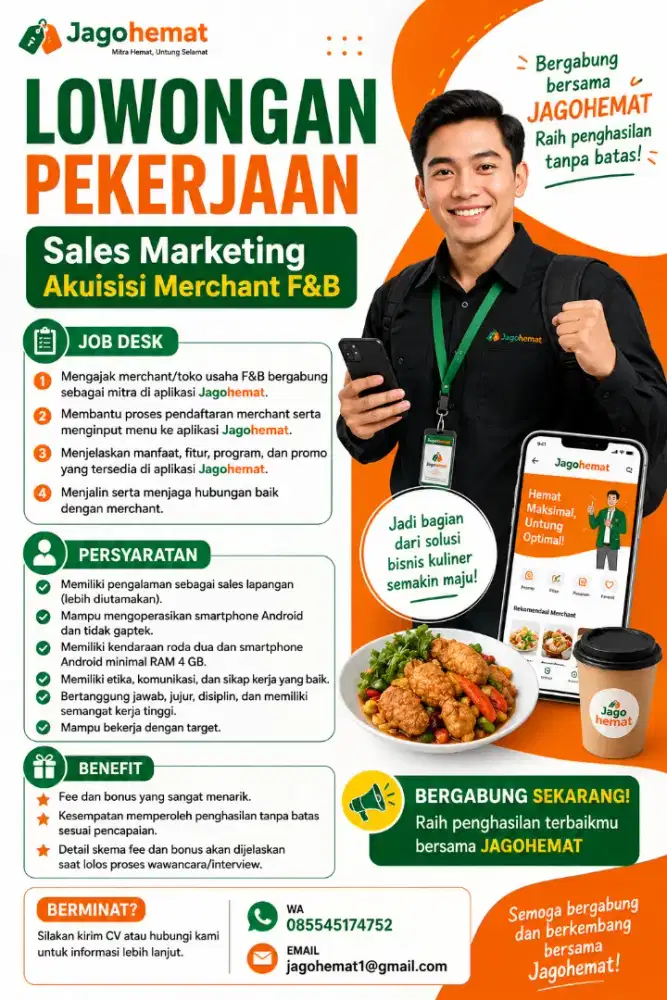Lowongan Sales Marketing Akuisisi Merchant F&B