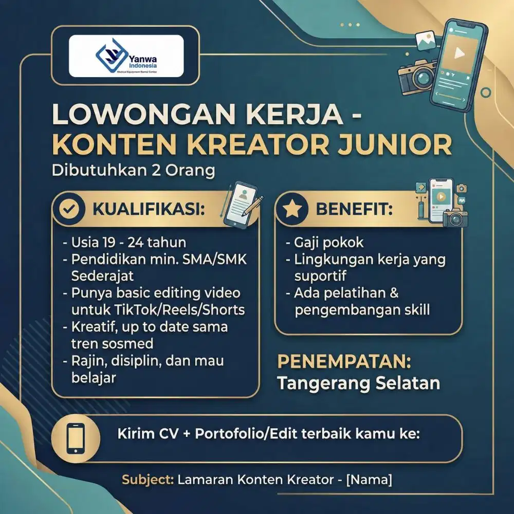 LOWONGAN KERJA - KONTEN KREATOR JUNIOR
