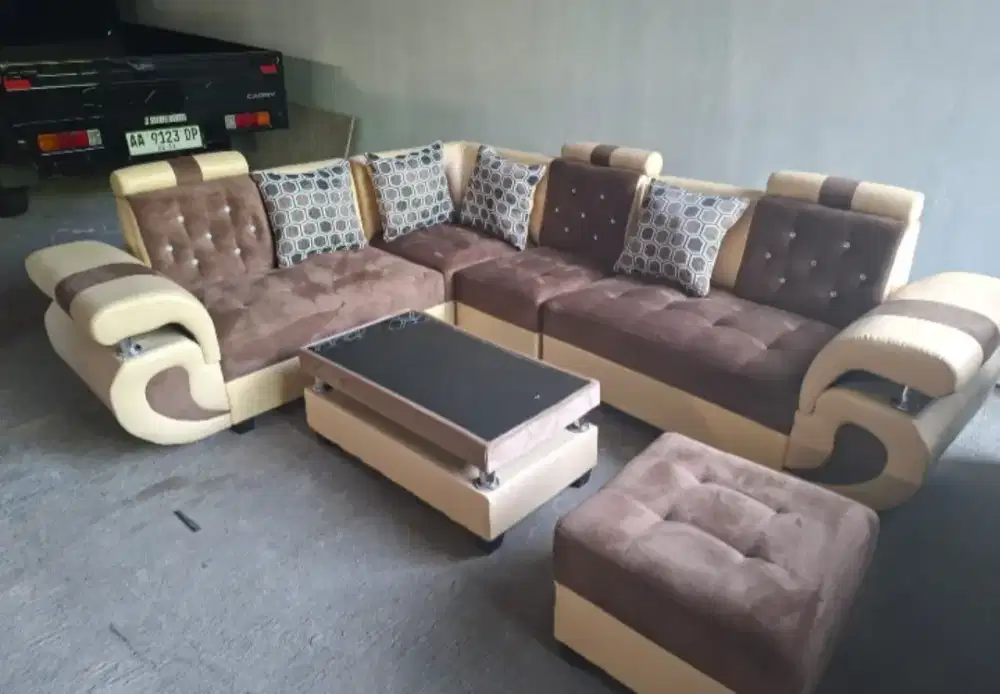 Sofa engkel satu cokelat