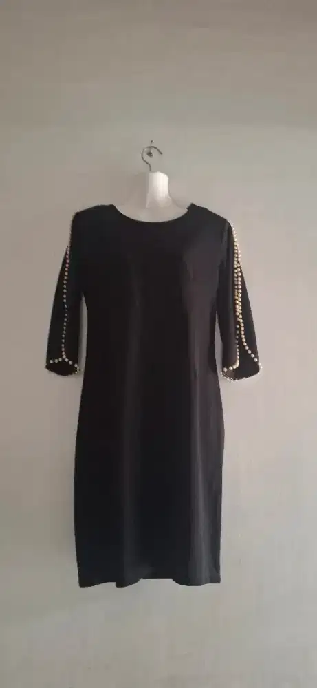 Dress scuba lengan mutiara import wanita