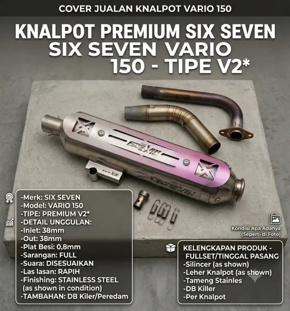 KENALPOT SIX SEVEN SECOND 1 BULAN PEMAKAIAN