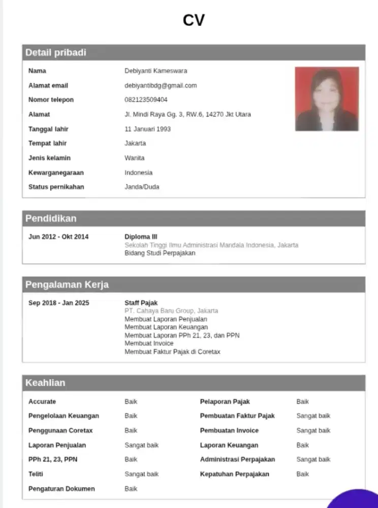 Cari Pekerjaan Administrasi/Pajak/Accounting/Finance