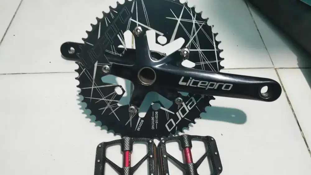 Crank hollowteck litepro oval56t+bbtm(raze)pedal(raze)