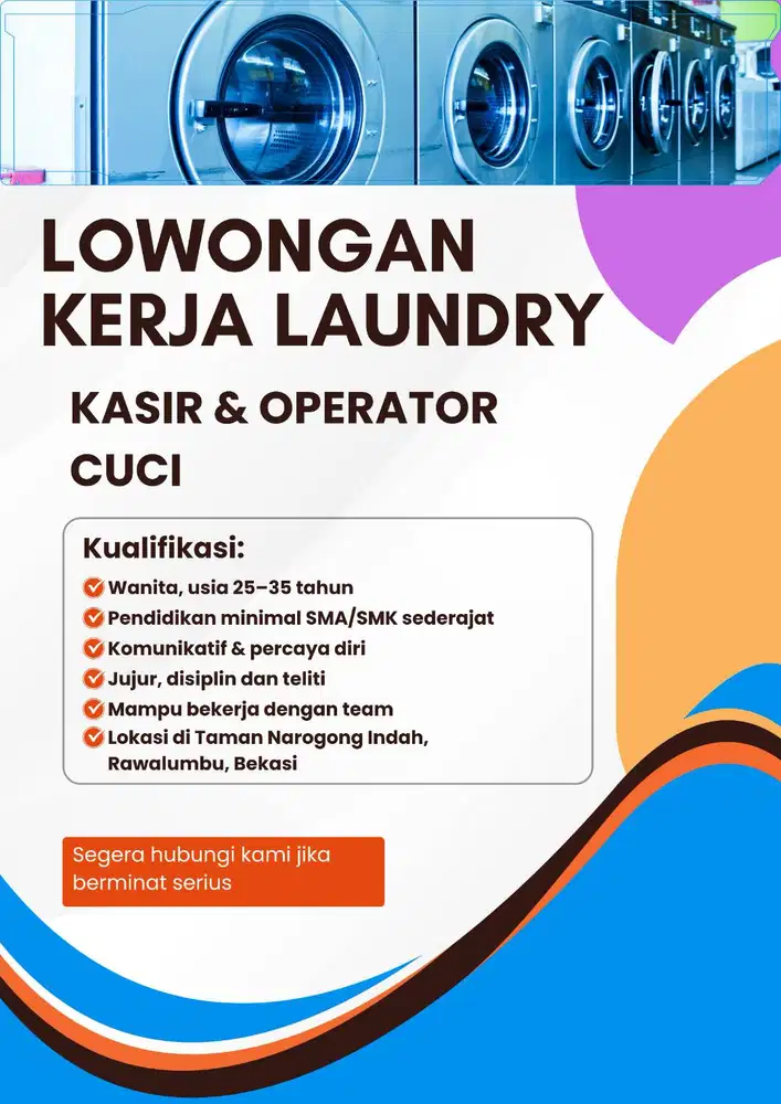Dicari Kasir & Operator Mesin Cuci Laundry