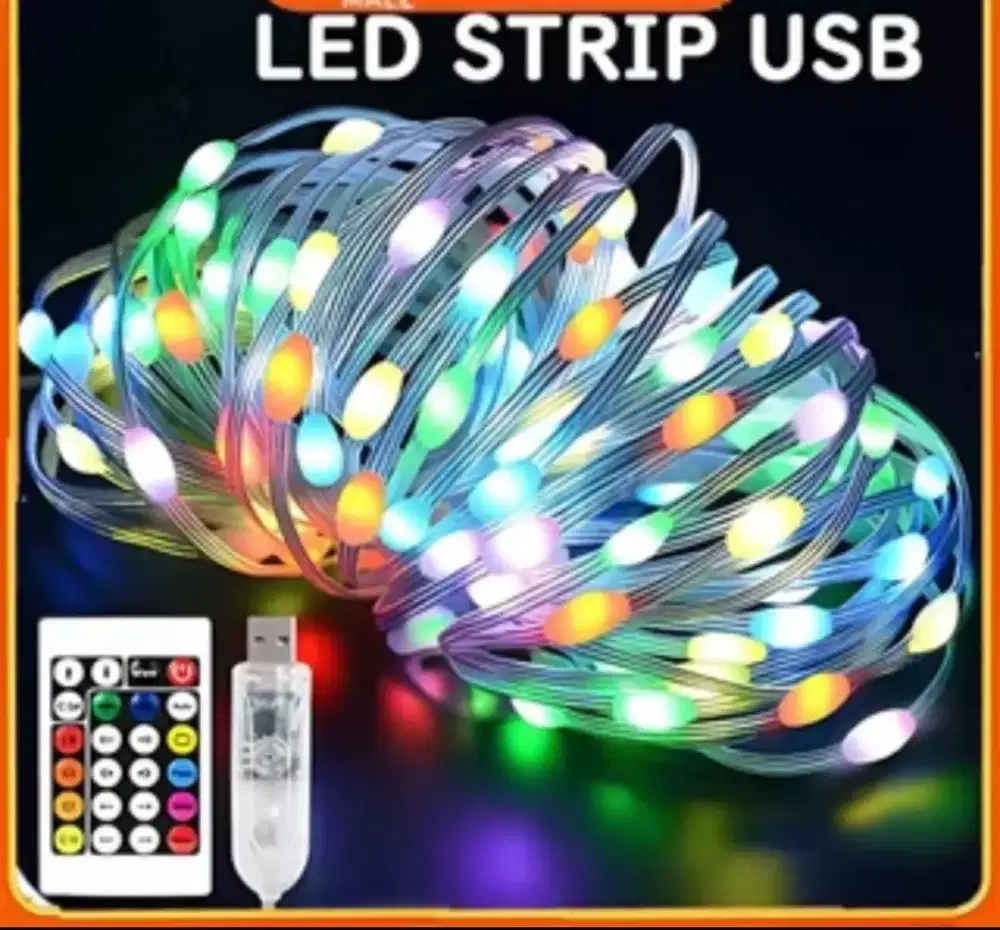 Lampu Strip Running USB 4 Meter Lengkap Remote Normal Siap Pakai