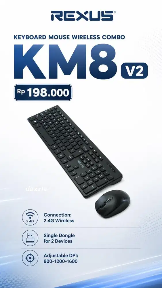 Keyboard Mouse Wireless KM8 Combo