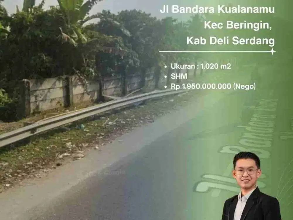 DIJUAL CEPAT TANAH PINGGIR JALAN DI JALAN LINTAS BANDARA KUALANAMU