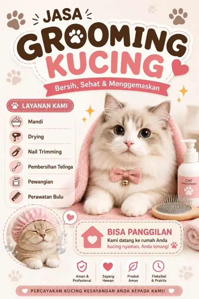 PROMO jasa GROOMING KUCING-bisa panggilan ke rumah