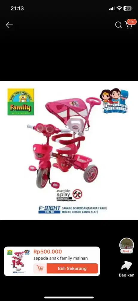 sepeda anak bekas family pink