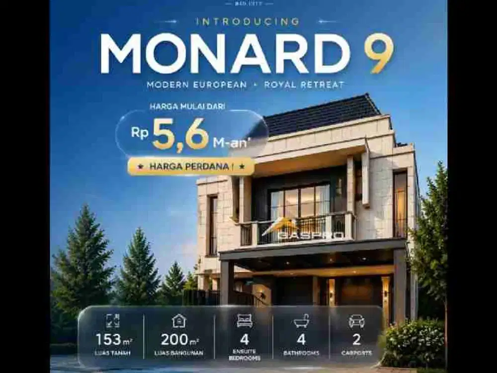 Rumah American Modern Monard Armont BSD Tangerang Lebar 9