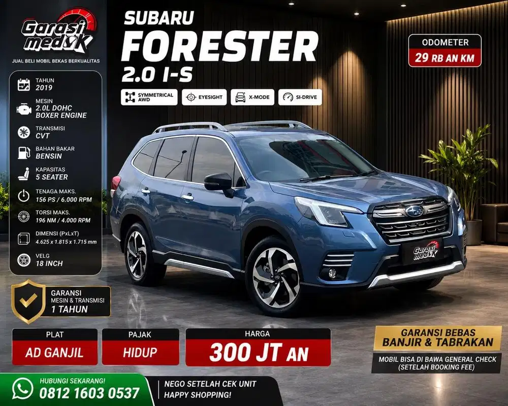 Subaru Forester I-S Eyesight 2022 Antik Low KM Murah Bekas Biru Ganjil