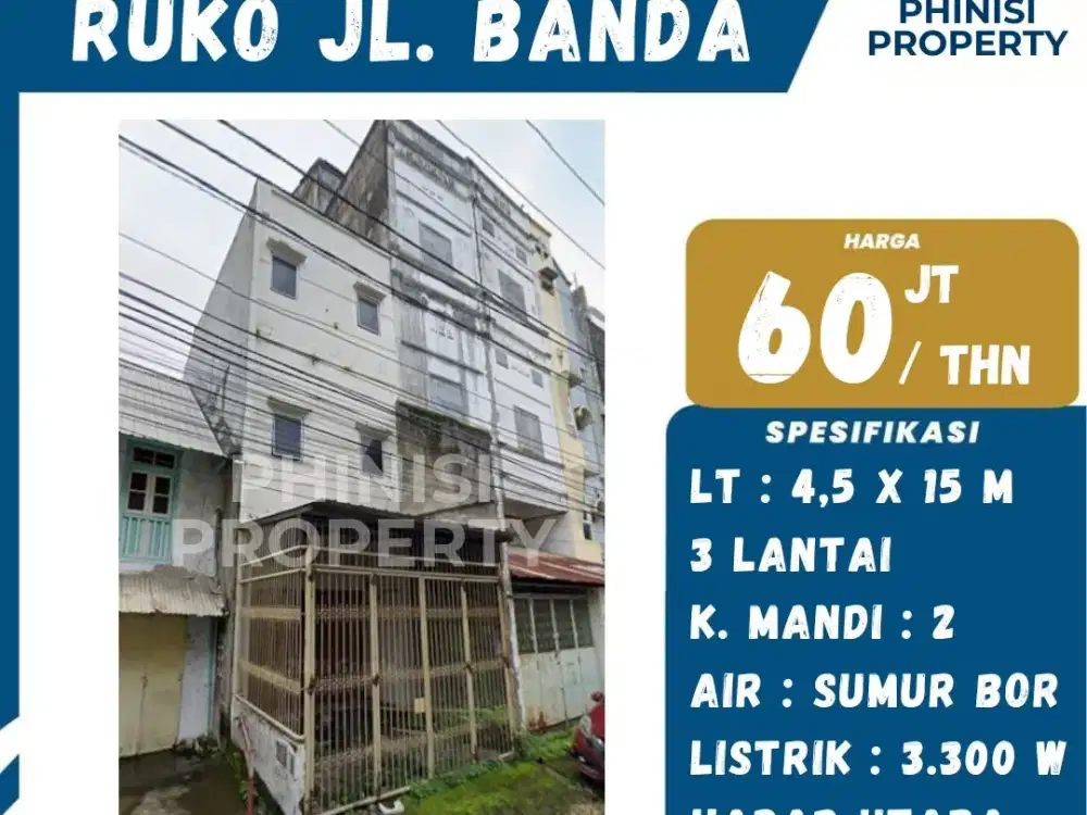 Disewakan Ruko Jl. Banda - Area Strategis Ramai
