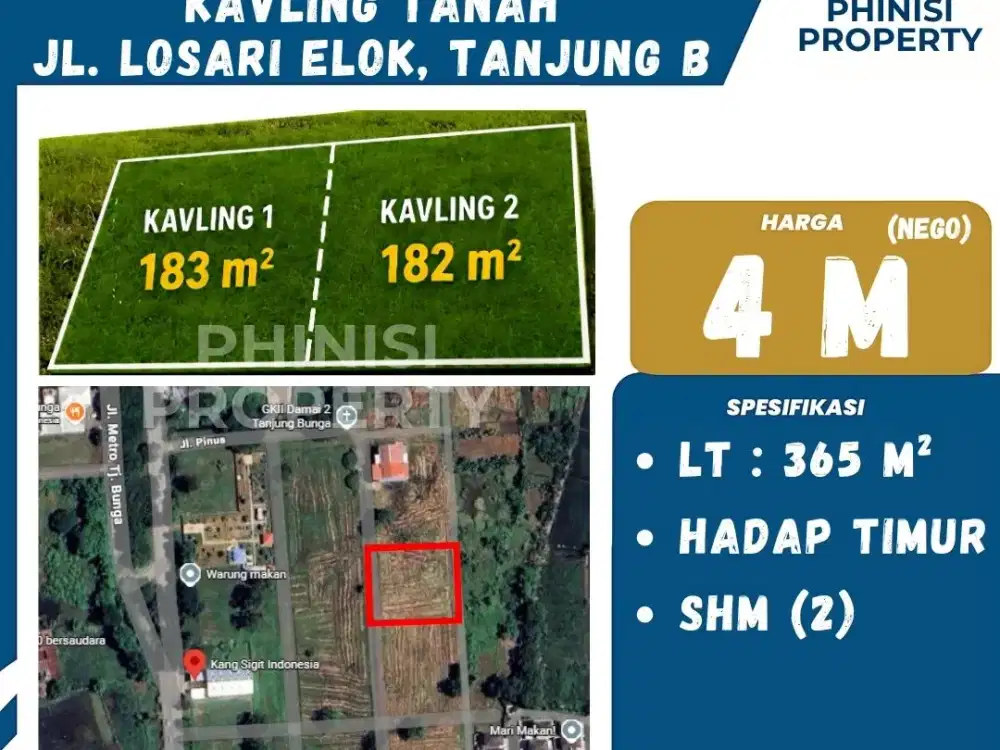 Dijual Kavling Tanah Jl. Losari Elok - Tanjung Bunga