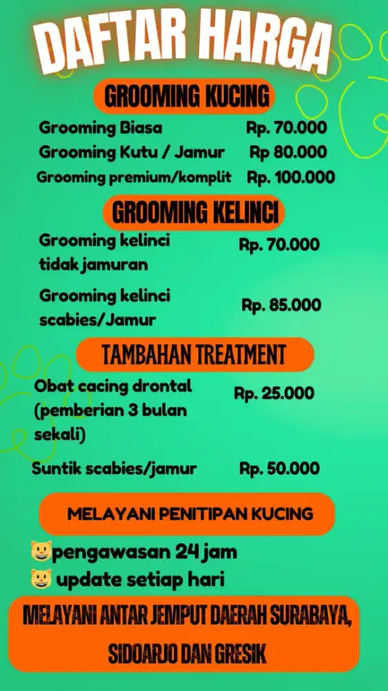 Grooming dan penitipan (kucing dan Kelinci)