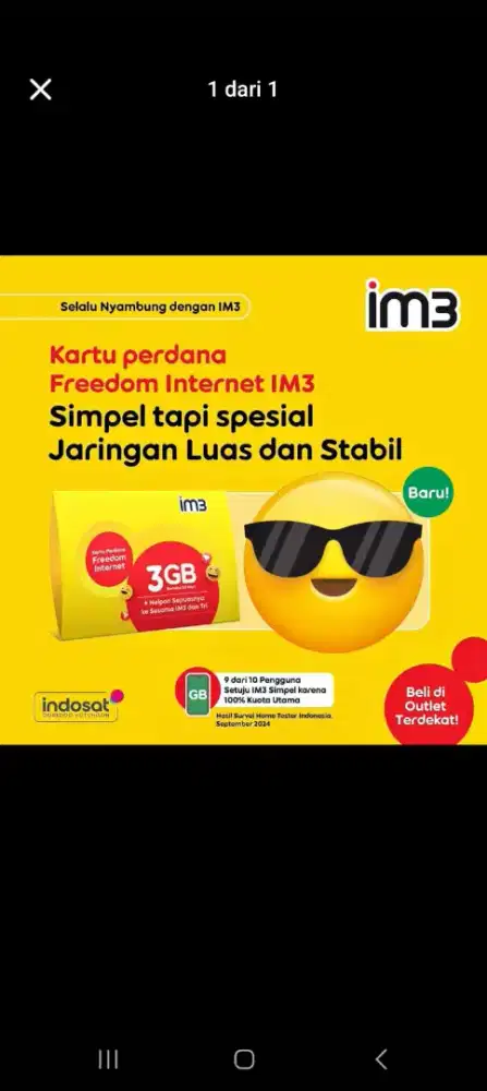 Kartu IM3 baru, original & segel harga murah, registrasi biometrik .