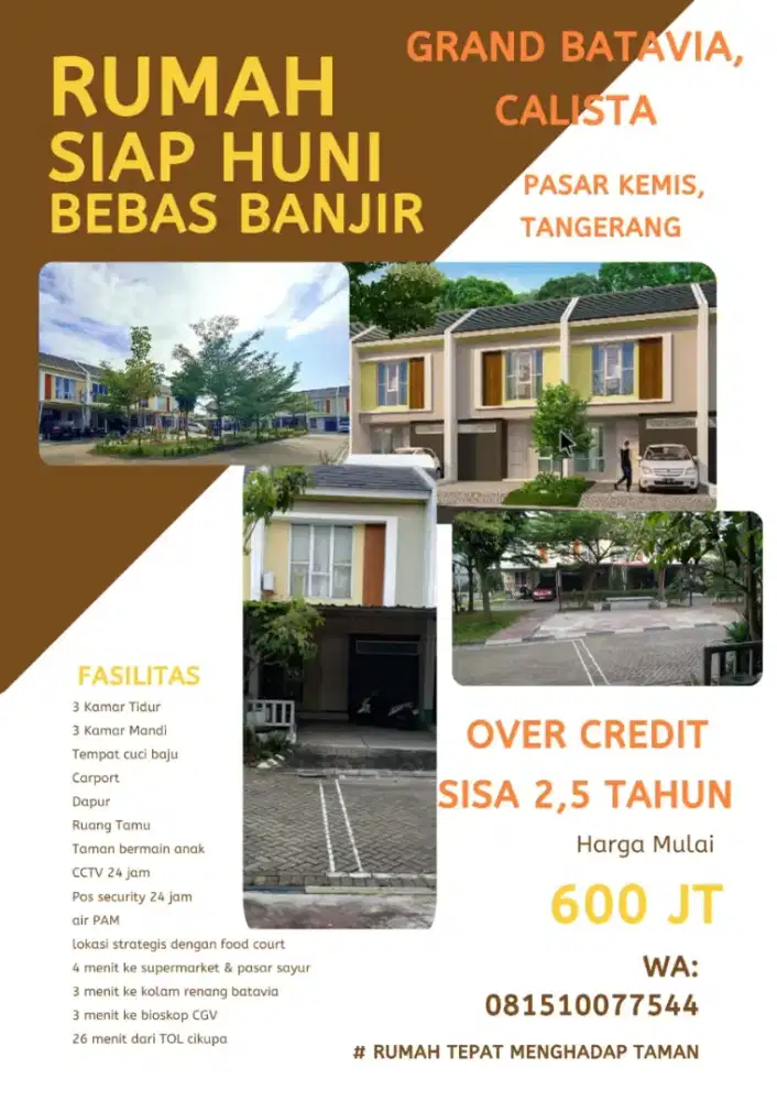 Dijual rumah siap huni, hadap taman #over kredit sisa KPR 2,5 tahun