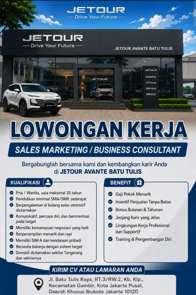 lowongan sales mobil jetour