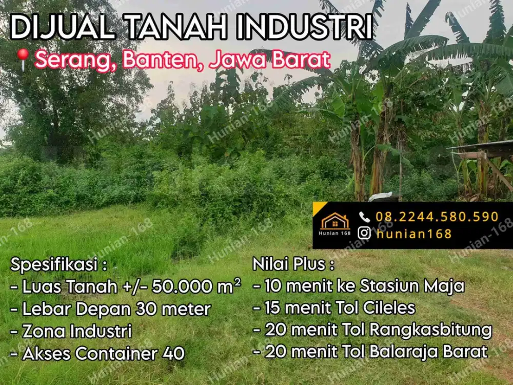 Jual Tanah Kavling Industri Gudang Pabrik Raya Provinsi Serang Banten Tangerang Jawa Barat Propinsi Jakarta Depok