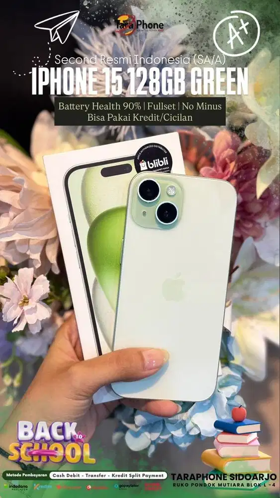 IPHONE 15 GREEN 128GB SECOND RESMI INDO