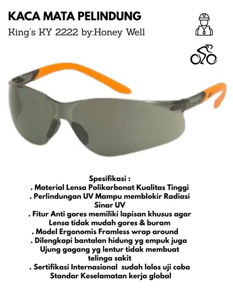 Kaca mata pelindung king's 2222