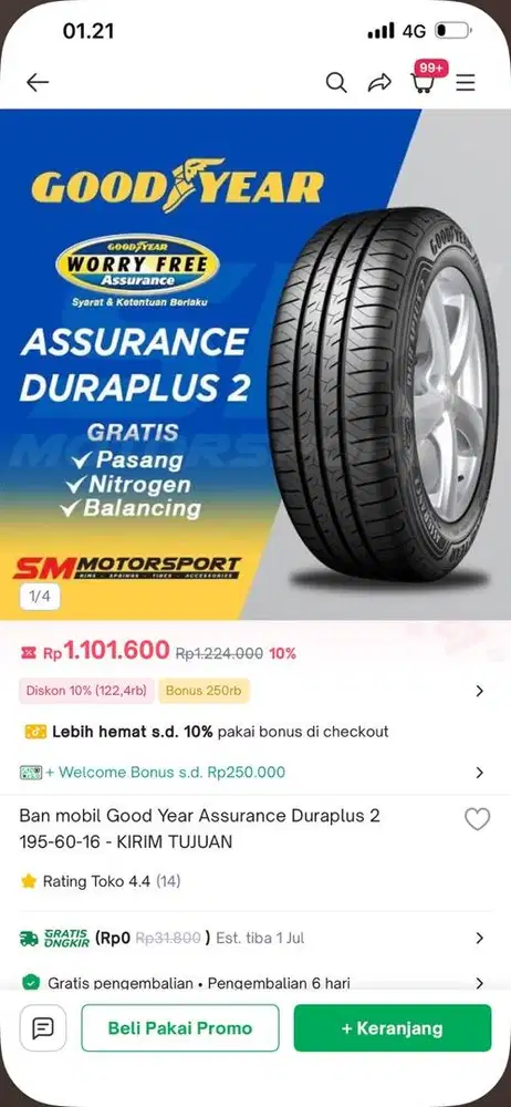 Ban Goodyear 90% super istimewa 195/60 R16 xenia veloz stream brv