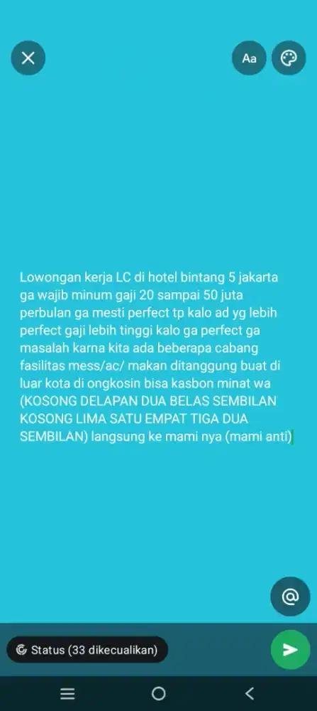 Loker LC tidak wajib MINUM!