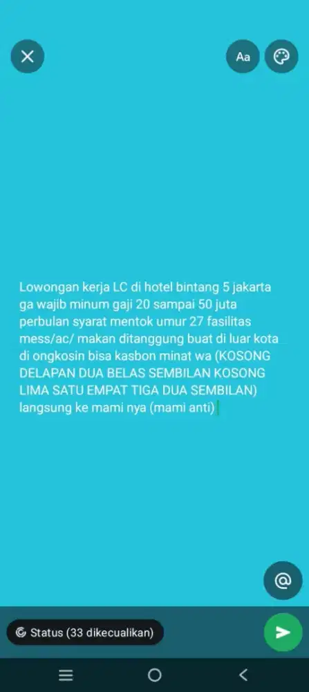 Loker LC tidak wajib MINUM!