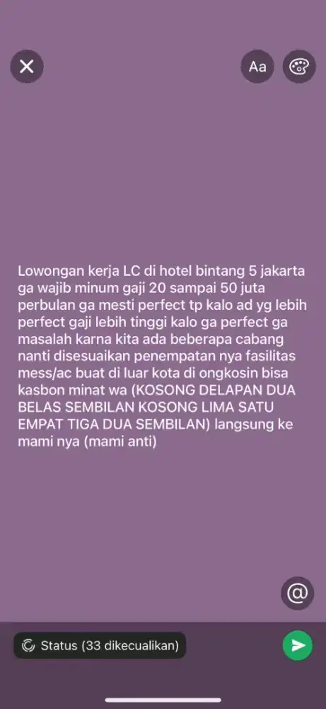 Loker LC tidak wajib Minum!