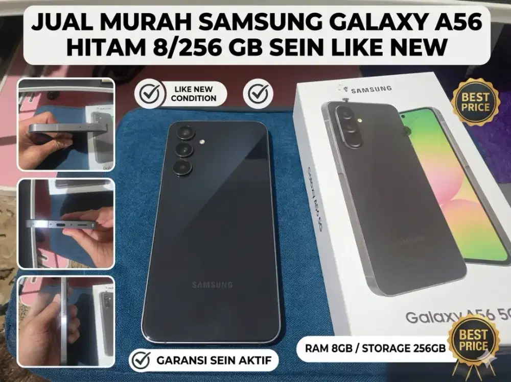 Samsung Galaxy A56 8/256 gb Hitam fullset SEIN like new