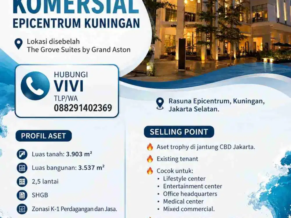 Gedung Komersial Epicentrum Kuningan, lokasi disebelah The Grove Suites by Grand Aston