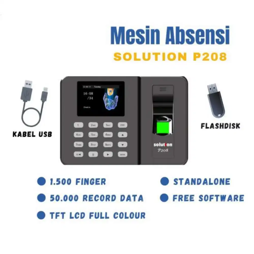 Solution P208 / Mesin absensi Sidik Jari /Fingerprint Absen P-208