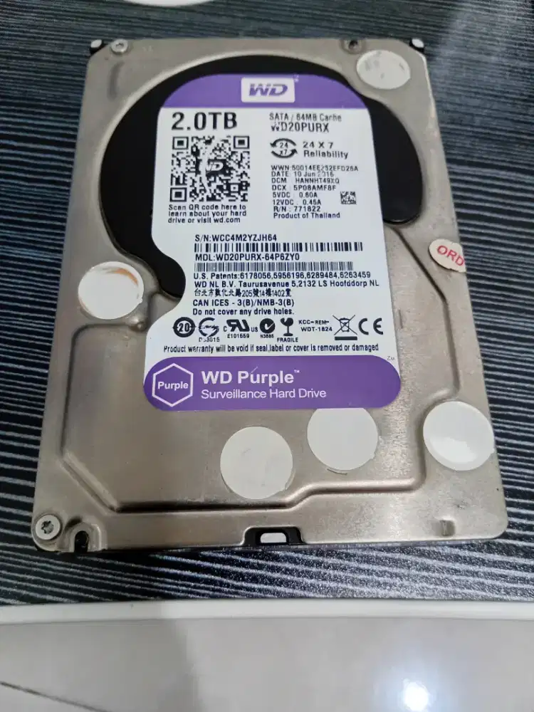 HDD WDC Purple 2TB (SATA) 3,5 inch