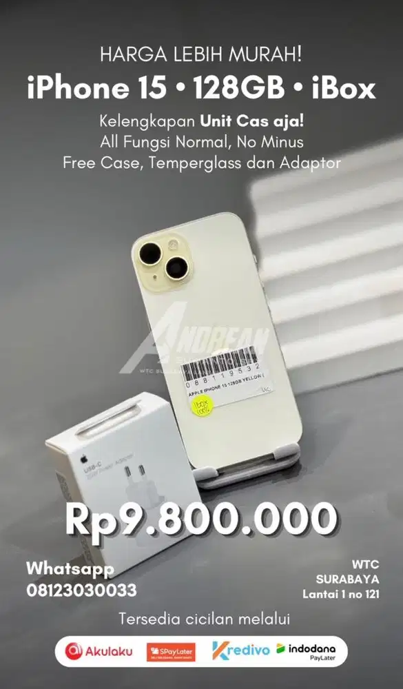 Second iphone 15 128 gb ibox yellow