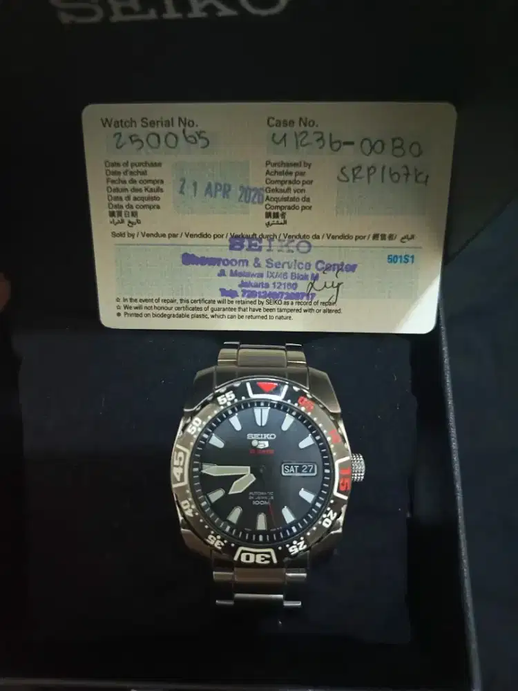 Seiko 5 Sports SRP167 Automatic
 (Like New)