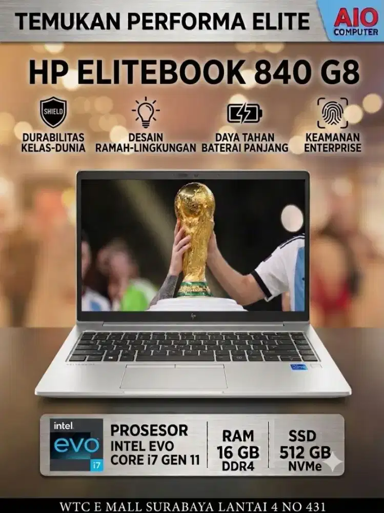 LAPTOP HP ELITEBOOK 840 G8 CI7 GEN 11 RAM 16GB SSD 512GB WIN 11 LED 14