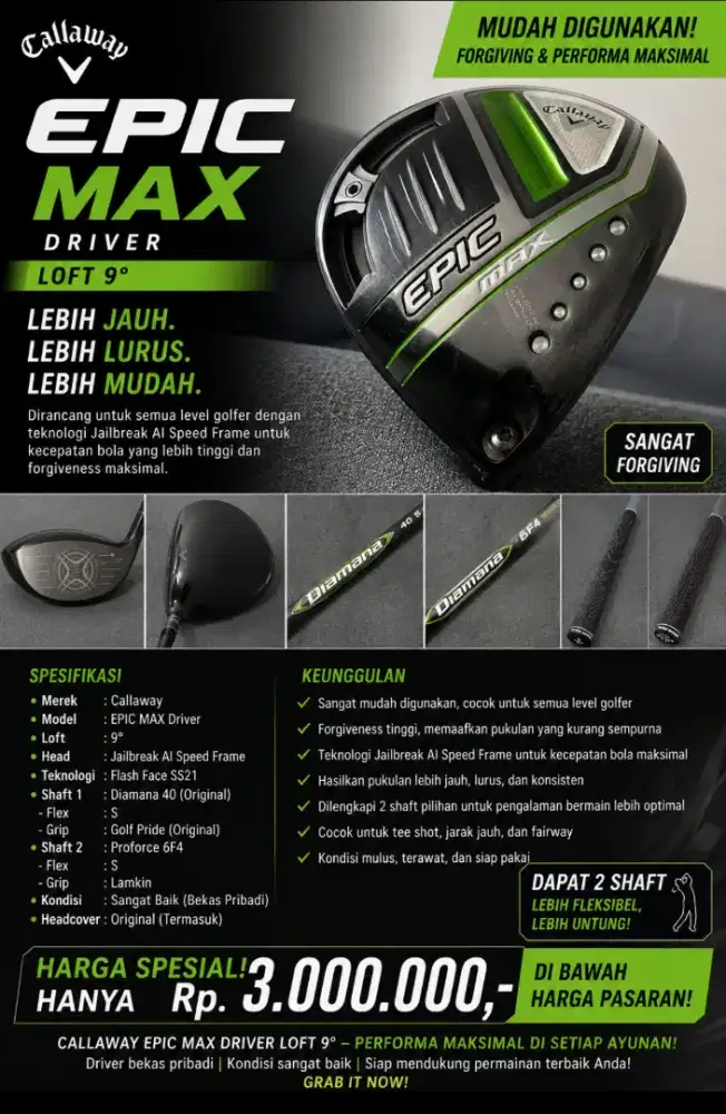 Callaway epic max driver loft 9
