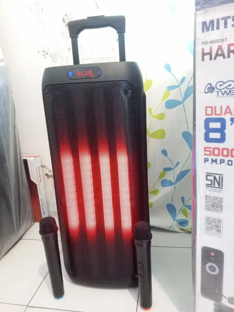 Speaker karaoke dual 8 in trolly