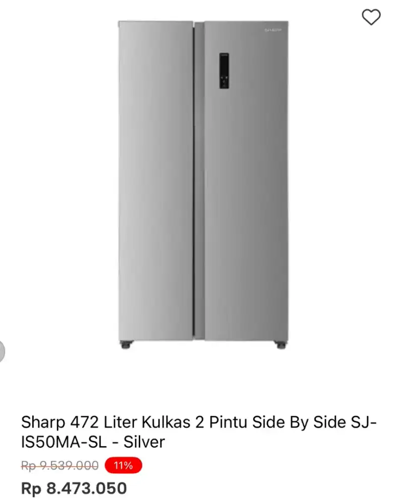 KULKAS SHARP SBS 2 PINTU SJ-IS50MA 472LTR