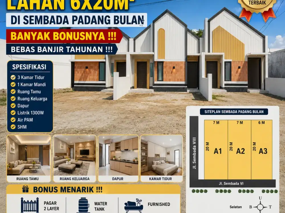 LAHAN LEGA 7X20 DAN 6X20 KAWASAN TENANG JL SEMBADA PADANG BULAN MEDAN SELAYANG