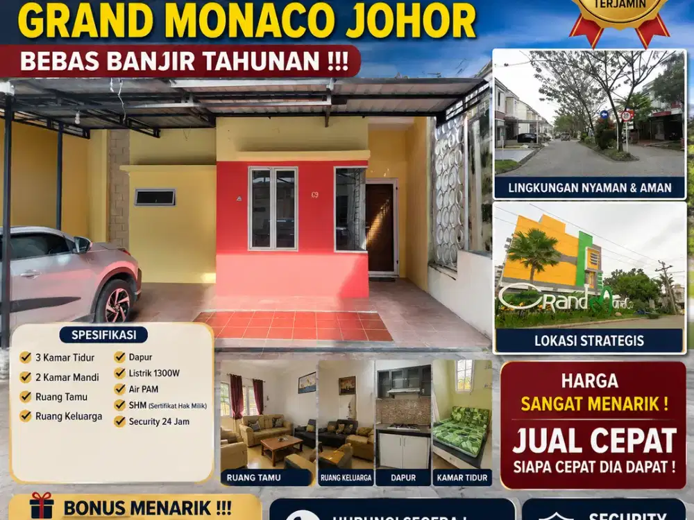DIJUAL RUMAH MEWAH KOMP ELIT GRAND MONACO