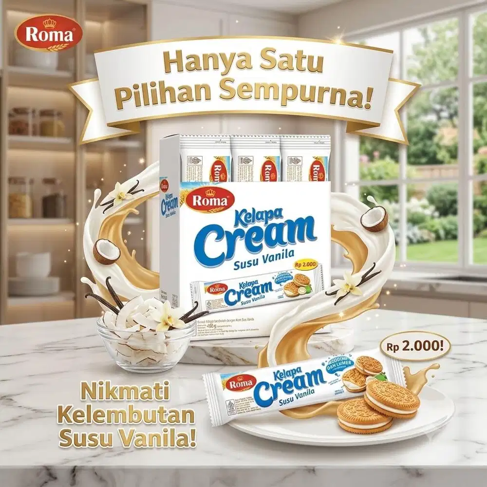 Snack 1 Box Biskuit Roma Kelapa Cream
